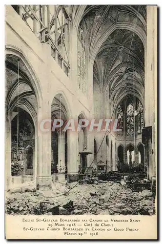 Cartes postales Eglise St Gervais bombardee par canons le vendredi Saint 29 mars 1918 Cote du choeur