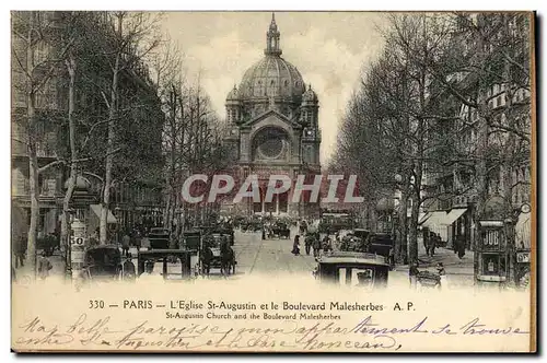 Ansichtskarte AK Paris L Eglise St Augistin et le Boulevard Malesherbes collee a autre carte Arc de Triomphe Du C