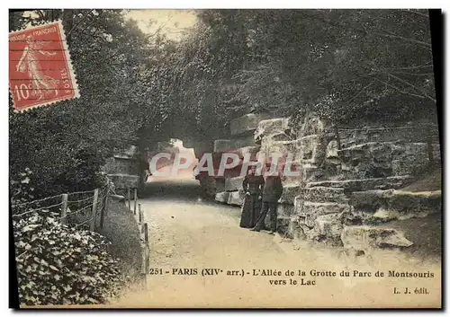 Cartes postales Paris L Allee de la Grotte du Parc de Montsouris vers le Lac