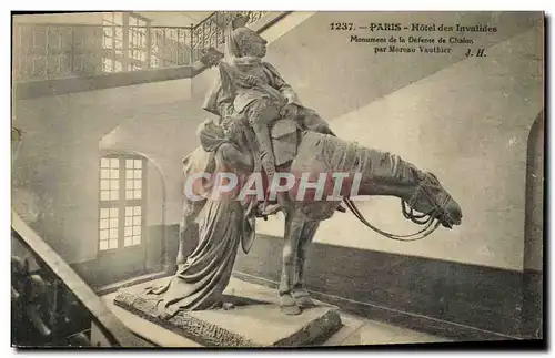 Ansichtskarte AK Paris Hotel des Invalides Monument de la Defense de Chalon Moreau Vauthier Cheval Militaria