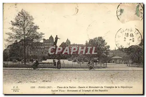 Ansichtskarte AK Paris Place de la Nation Bassin et Monument du Triomphe de la Republique