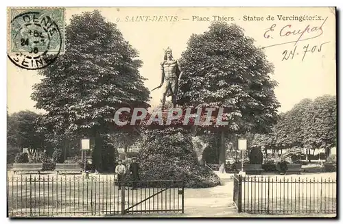 Ansichtskarte AK Abbaye De Saint Denis Place Thiers Statue de Vercingetorix