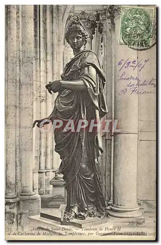 Cartes postales Abbaye De Saint Denis Tombeau de Henri II et de Catherine de Medicis la Temperance par Germain P