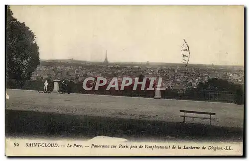 Cartes postales St Cloud Le Parc Panorama sur Paris de l emplacement de la Lanterne de Diogene