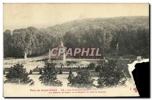 Cartes postales St Cloud Les Grandes Eaux Le Bassin St Jean et le bassin du fer a cheval