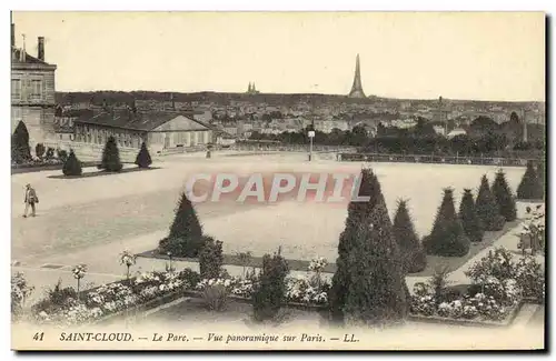 Cartes postales St Cloud Le Parc Vue Panoramique Sur Paris Tour Eiffel