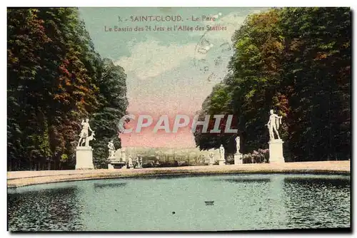 Cartes postales St Cloud Le Parc Le Bassin des 24 Jets et L Allee des Statues