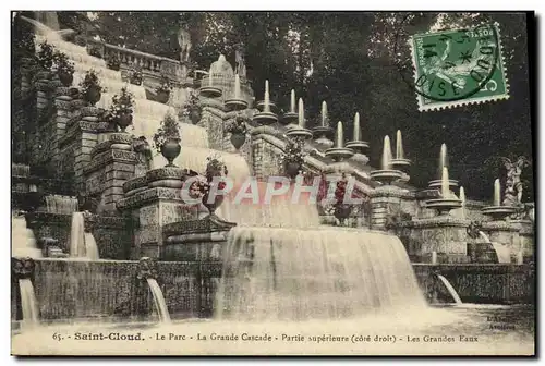 Cartes postales St Cloud Le Parc Grandes Eaux La Grande Cascade Partie superieure Les grandes eaux