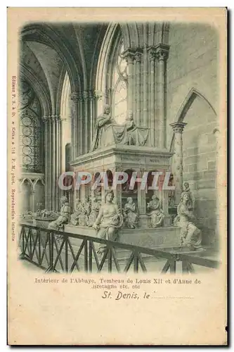 Ansichtskarte AK Abbaye De Saint Denis Interieur de L Abbaye Tombeau de Louis XII et d Anne de Bretagne