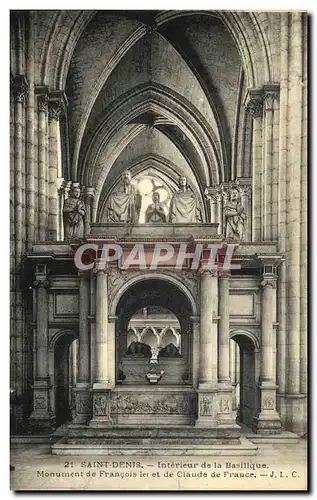 Ansichtskarte AK Abbaye De Saint Denis Interieur de la Basilique Monument de Francois 1er et de Claude de France