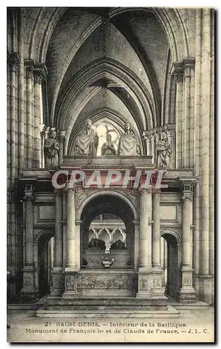 Cartes postales Abbaye De Saint Denis Interieur de la Basilique Monument de Francois 1er et de Claude de France