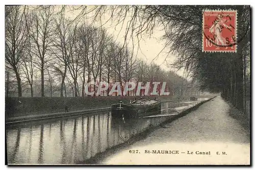 Ansichtskarte AK Saint Maurice Le Canal Peniche Bateau