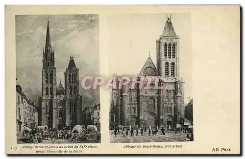 Ansichtskarte AK L Abbaye De Saint Denis avant apres l incendie