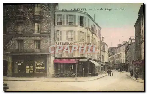 Ansichtskarte AK Suresnes Rue de Liege Restaurant Au petit Rose