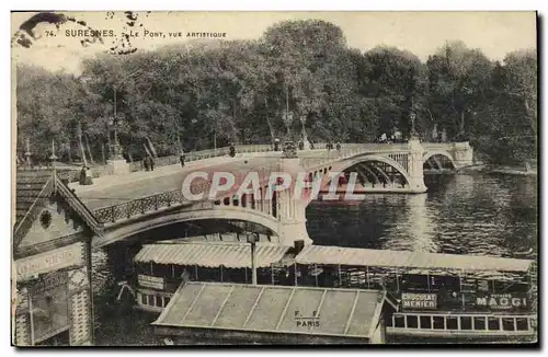 Ansichtskarte AK Suresnes Le Pont Vue Artistique Peniche Chocolat Menier Maggi