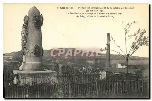 Ansichtskarte AK Suresnes Monument Commemoratif de la Bataille de Buzenval La Fouilleuse Le champ de courses de S