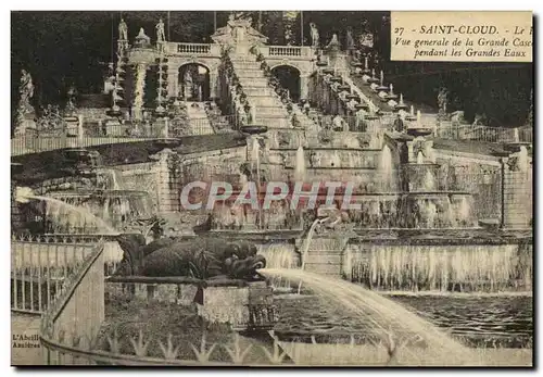 Cartes postales Saint Cloud Vue Generale de la grande cascade pendant les grandes eaux