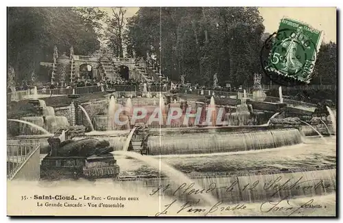 Cartes postales Saint Cloud Le parc Grandes eaux La grande cascade Vue d ensemble