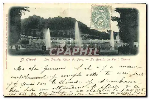 Cartes postales St Cloud Les grandes eaux du parc Le bassin du fer a cheval