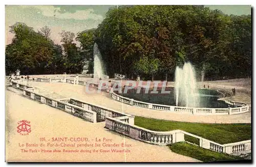 Cartes postales St Cloud Le Parc Le bassin du fer a cheval pendant les grandes eaux