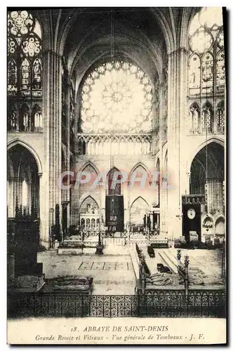 Cartes postales Abbaye De Saint Denis Grande Rosace et Vitraux Vue Generale de Tombeaux
