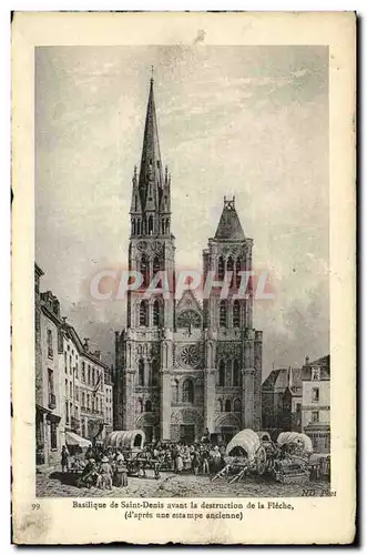 Cartes postales Basilique de Saint Denis Avant la Destruction de la Fleche