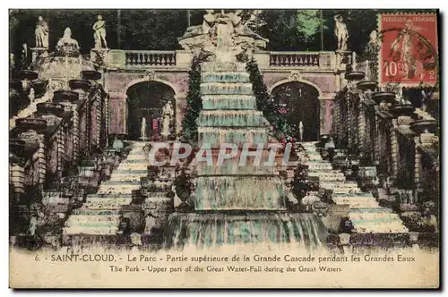 Cartes postales Saint Cloud Le Parc Partie Superieure de la Grande Cascade Pendant les Grandes Eaux