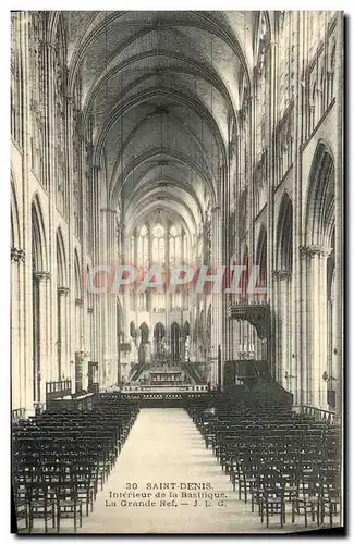 Cartes postales Saint Denis Interieur de la Basilique La Grande Nef