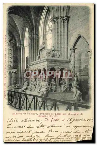 Cartes postales Interieur de l Abbaye Tombeau de Louis et d Anne de Bretagne St Denis