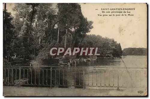 Cartes postales Saint Gratien Enghin Un Coin Pittoresque du Lac Vue prise sur le Pont de la Muse
