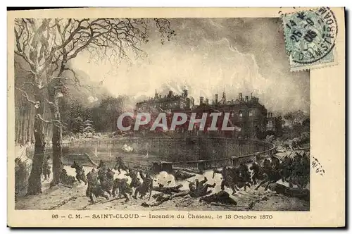 Cartes postales Saint Cloud Incendie du Chateau le 13 octobre 1870