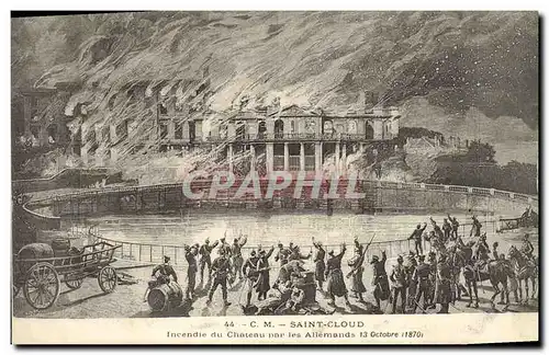 Ansichtskarte AK Saint Cloud Incendie du Chateau par les Allemands 13 octobre 1870