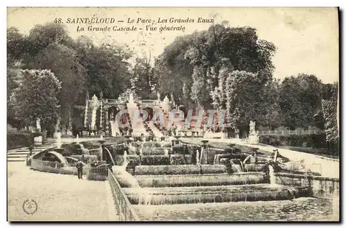 Cartes postales Saint Cloud Le Parc Les Grandes Eaux La Grande Cascade Vue generale