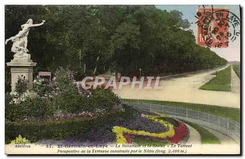 Cartes postales Saint Germain En Laye Le Parterre Le Rosarium et la Statue Le Torrent Perspective de la terrasse