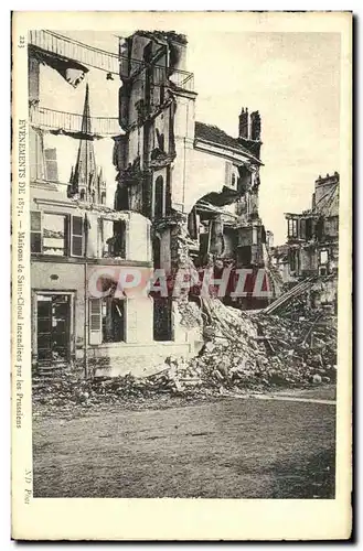 Cartes postales Saint Cloud maisons incendiees par les Prussiens Militaria