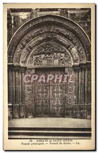 Cartes postales Abbaye de Saint Denis Facade Principale Portail de Droite