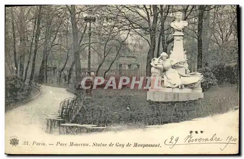 Ansichtskarte AK Paris Parc Monceau Statue de Guy de Maupassant