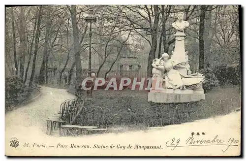 Cartes postales Paris Parc Monceau Statue de Guy de Maupassant