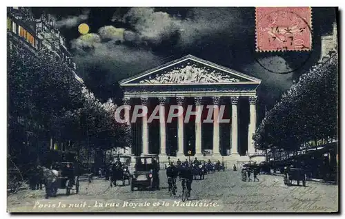 Cartes postales Paris la nuit La rue Royale et la Madeleine