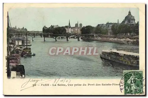 Ansichtskarte AK Paris La Seine vue prise du Pont des Saints Peres Peniche