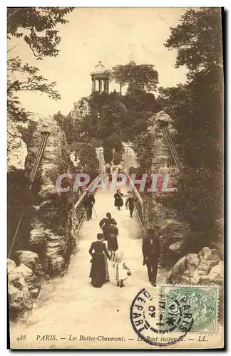 Cartes postales Paris Les Buttes Chaumont Le Pont Suspendu