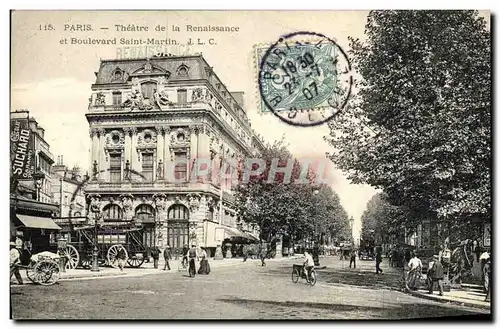 Cartes postales Paris Theatre de la Renaissance et Boulevard Saint Martin