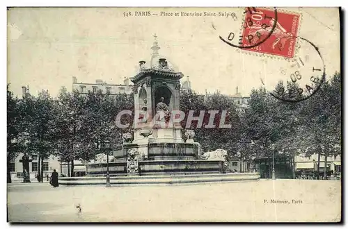 Cartes postales Paris Place et Fontaine Saint Sulpice