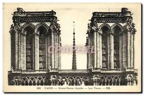 Cartes postales Paris Notre Dame facade Les Tours