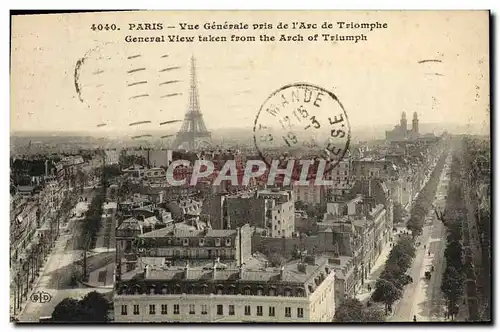 Cartes postales Paris Vue Generale pris de l Arc de Triomphe