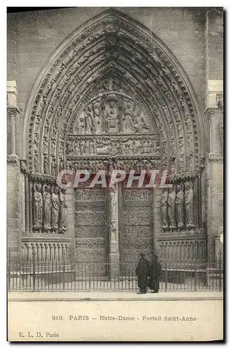 Cartes postales Paris Notre Dame Portail Saint Anne