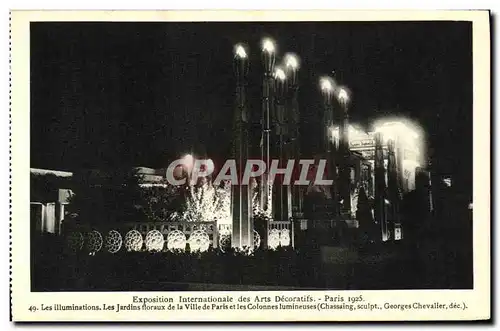 Ansichtskarte AK Exposition Internationale des Arts Decoratifs Paris 1925 Les illuminations Les jardins floraux d