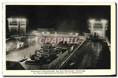 Cartes postales Exposition Internationale des Arts Decoratifs Paris Vue de l Esplande des Invalides avec les ill