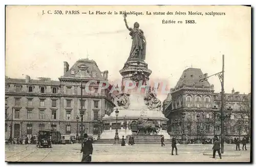 Ansichtskarte AK Paris La Place de la Republique La statue des freres Morice