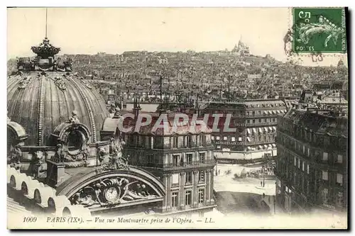 Cartes postales Paris Vue sur Montmartre prise de l Opera